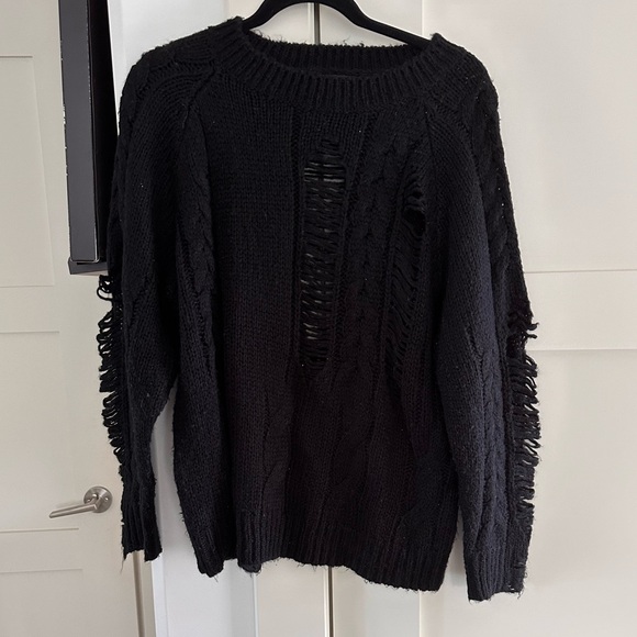 PLT Distressed Black Sweater - Picture 3 of 5